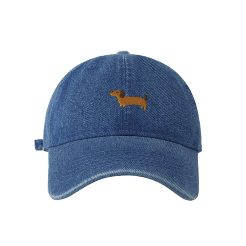 Cute Cartoon Sausage Dog Embroidered Baseball Cap