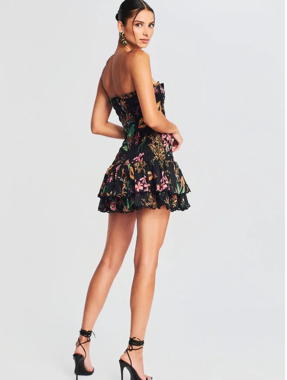 Stretchy Waist-cinching Ruffled Mini Dress That Flatters The