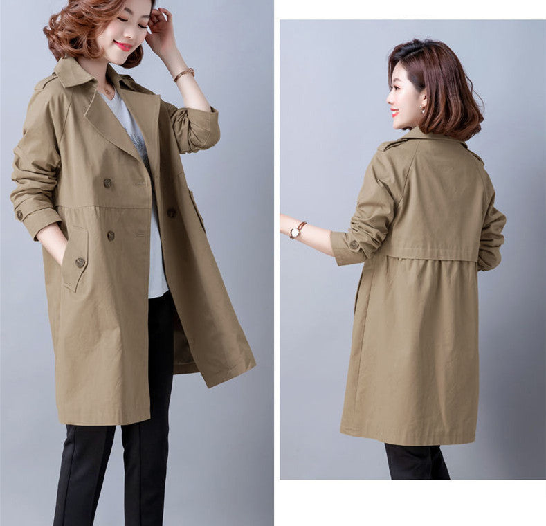 New Women's Solid Color Loose Trench Coat