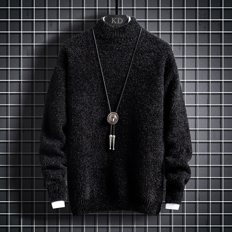 Vinter Plus Fleece Tyknet Studerende Mellemhøj Krave Varm Underdel Sweater