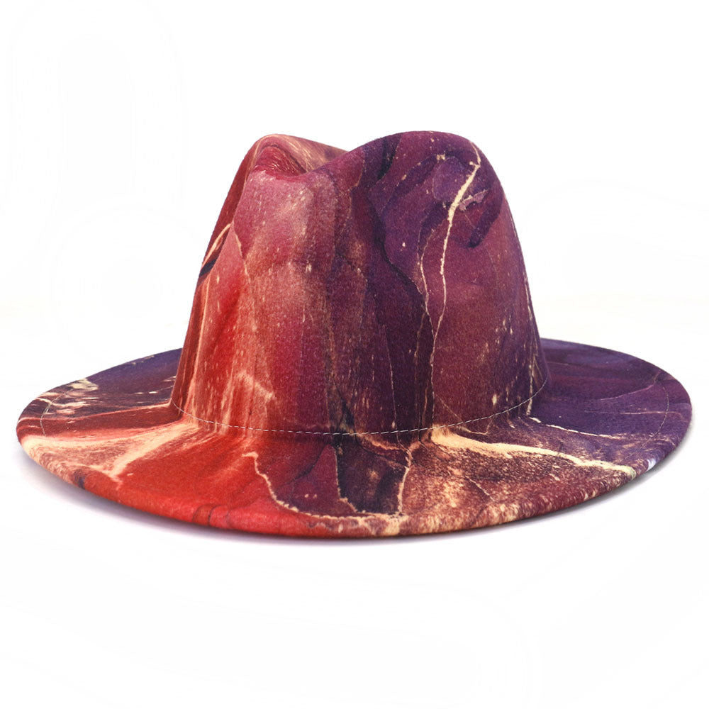 New Digital Printing Woolen Big Jazz Top Hat Big Pressure Hat