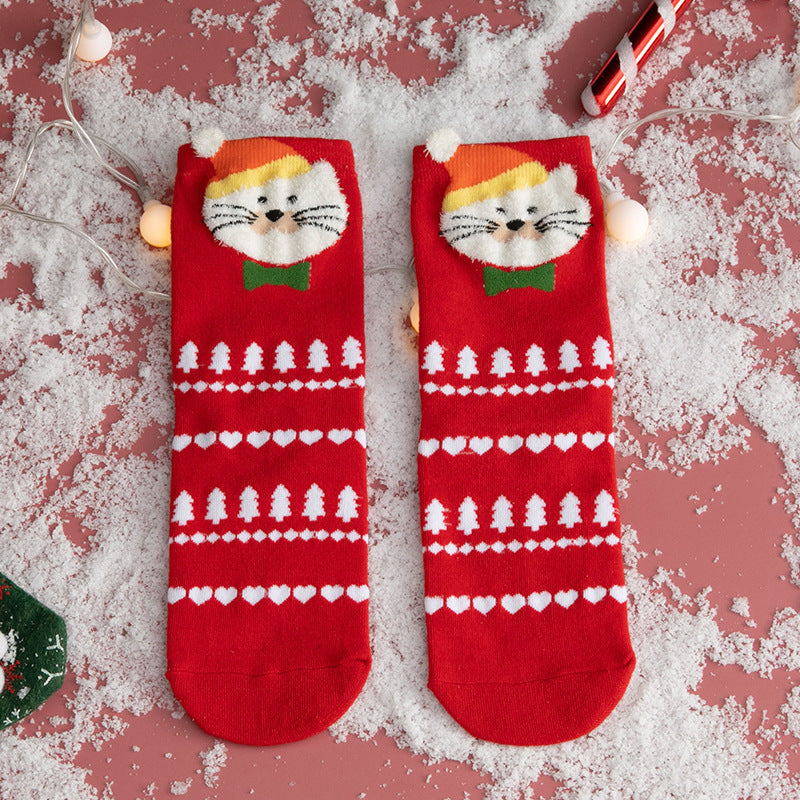 New Christmas Stockings European And American Women's Cotton Straight