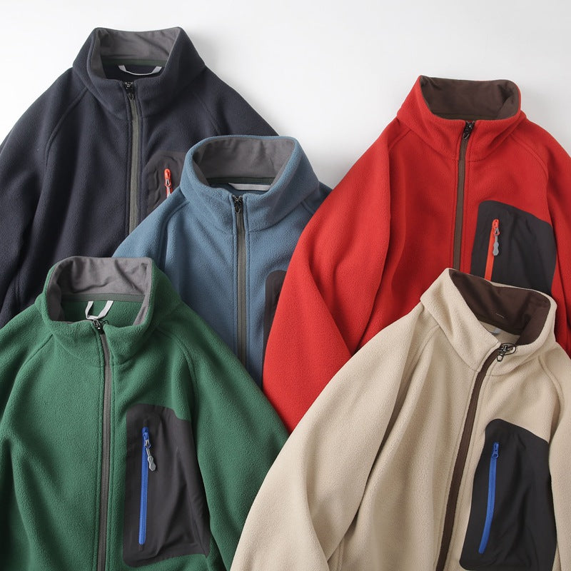 Quick Warm Quick Hot Velvet Men's Stand Collar Polar Fleece Jacket