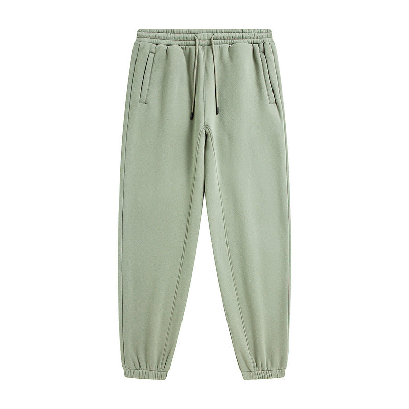 Plus Fleece Clean Color Pinched Foot Drawstring Sweatpants