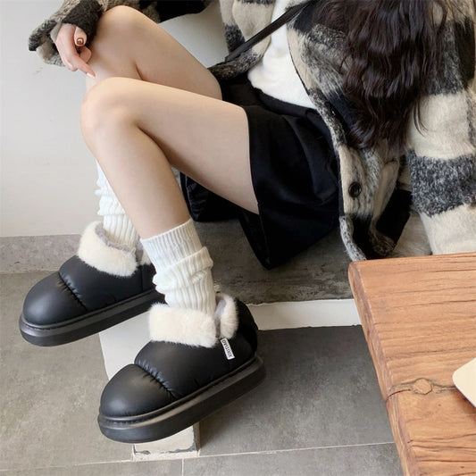 Winter Cute Bow Warm With Velvet Men And Women Creativity New Waterproof Bootie