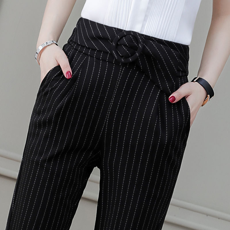 Stretch Thin Striped Professional Harem Pants Fashion All-match Casual Pants