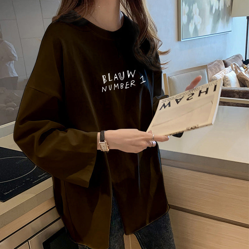 Stylish Slit T-shirt With Long Sleeves For Women