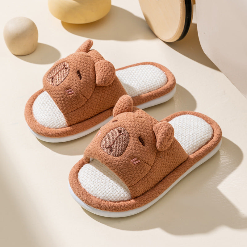 Children's Linen Slippers All-Season Cartoon Animal Style Casual