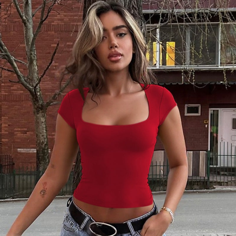 Womens Short-sleeve Form-fitting, Slimming T-shirt Vest Top