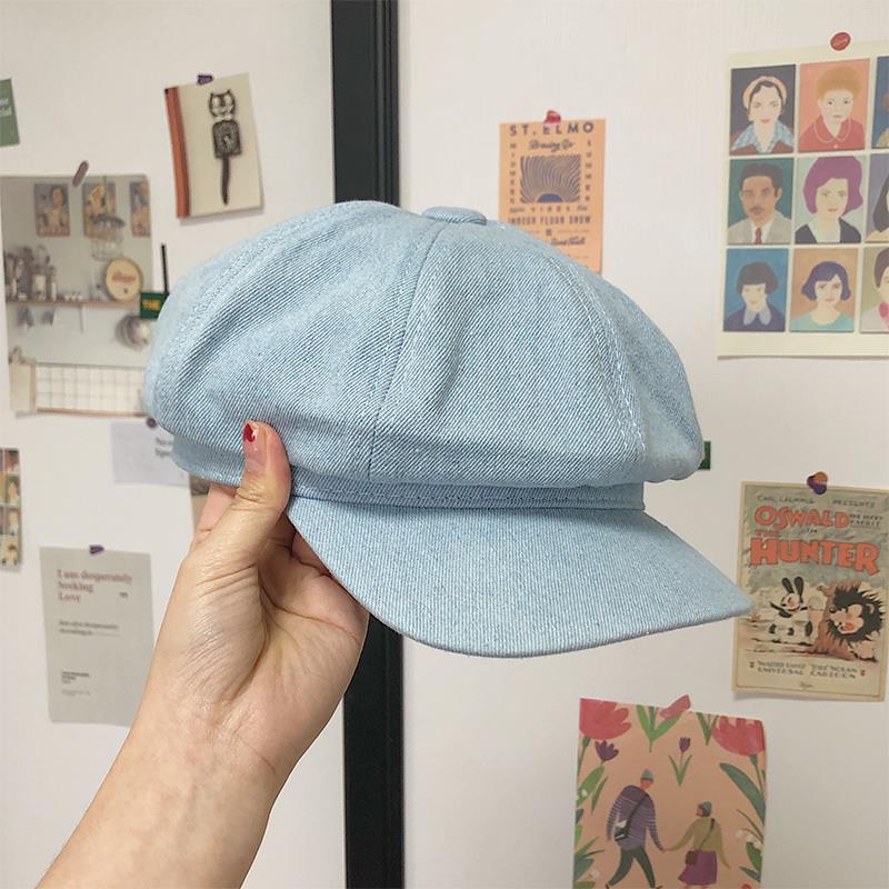 Dark Blue Denim Octagonal Cap Sun Protection