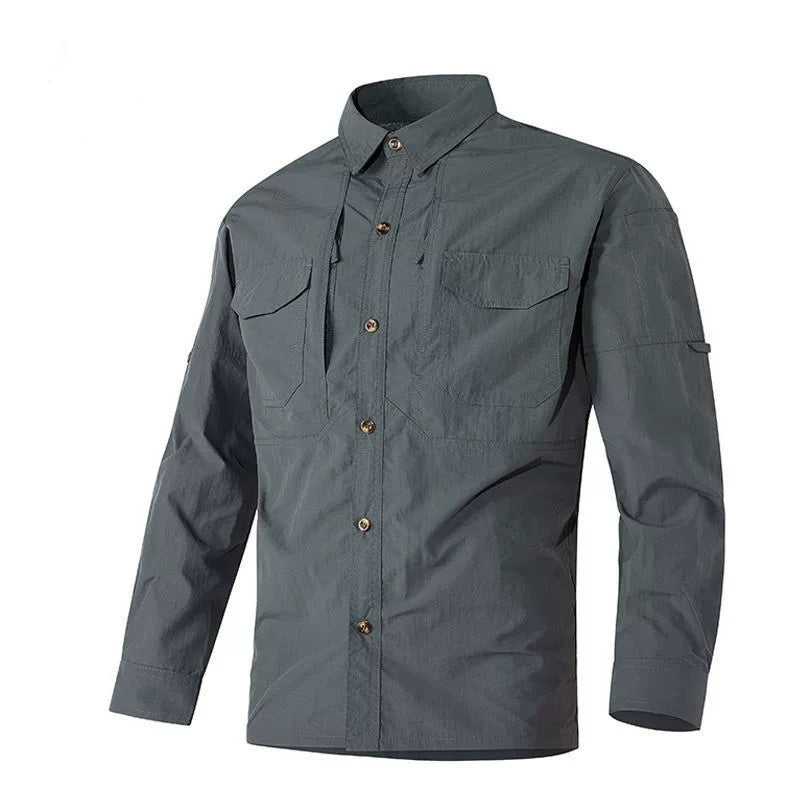 Spring And Autumn Long-sleeved Shirt Men's Multi-pocket Overalls