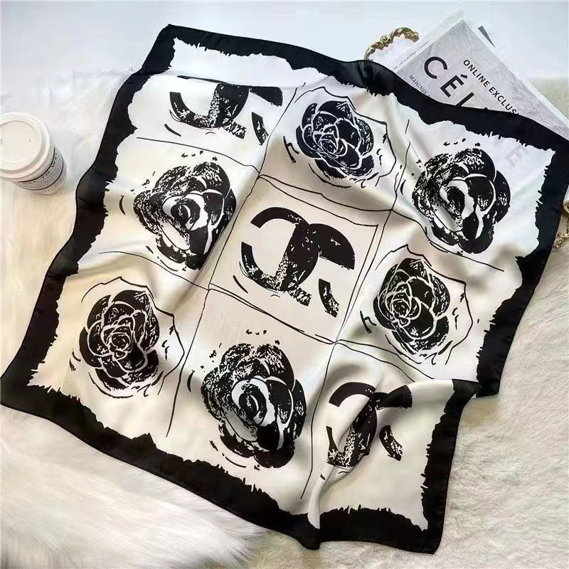 Womens Lightweight Spring Summer Silk Scarf Sun-protective Neck Gaiter And Hair Tie