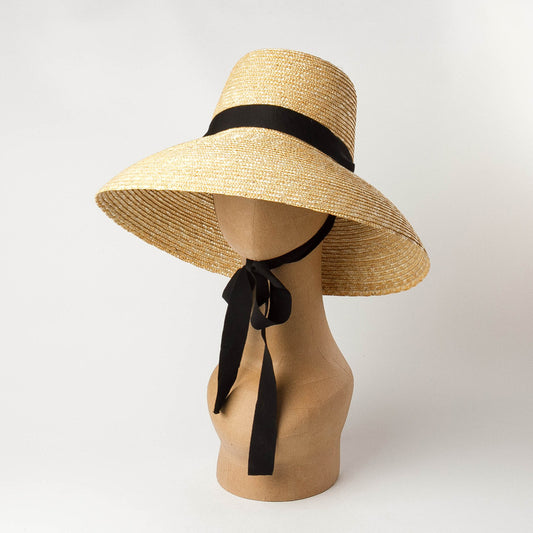 High Flat Top Big Brim Strap Straw Straw Hat Fashion