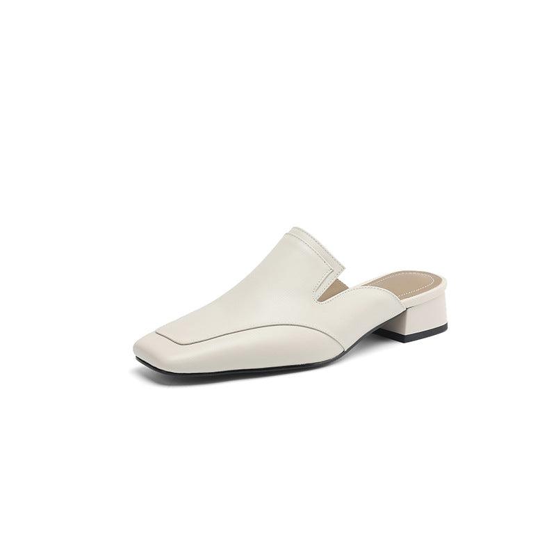 Flat, Outerwear-friendly 3cm-heeled Mule Shoes With A Chic Square Toe