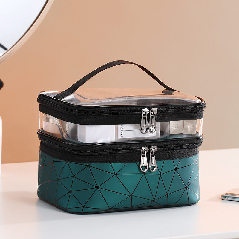 New Double-layer Waterproof Cosmetic Bag Large Capacity Toiletry Bag