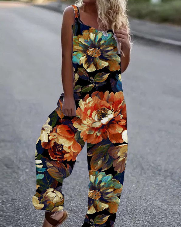 Printed Loose Cotton And Linen Suspenders