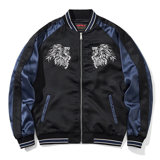 Mens Loose Fit Polyester Embroidered Chinese Style Jacket