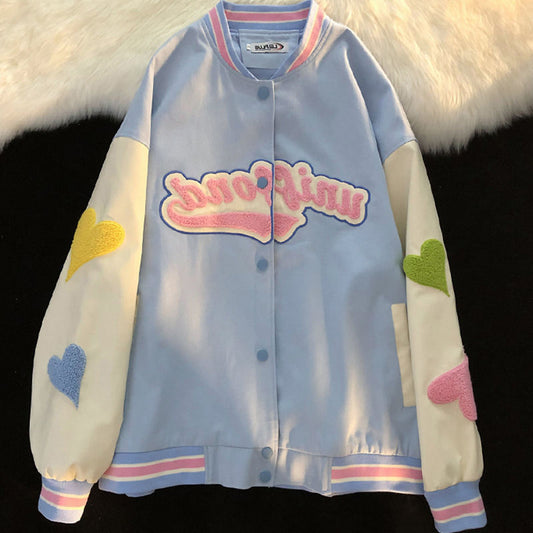 Loose Long Sleeve Top Embroidered Couple Baseball Jacket