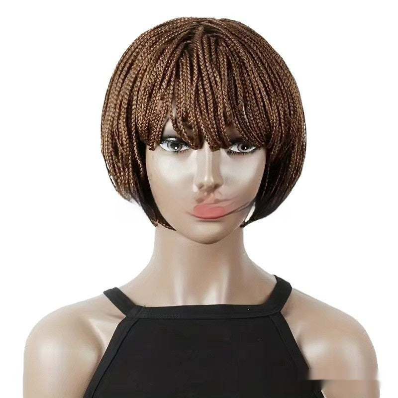Three-strand Braid Short Hair Mushroom Cut Dreadlock Wig