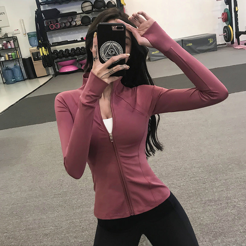 High-neck  Quick-drying Long-sleeve  Form-fitting Running And Fitness Jacket