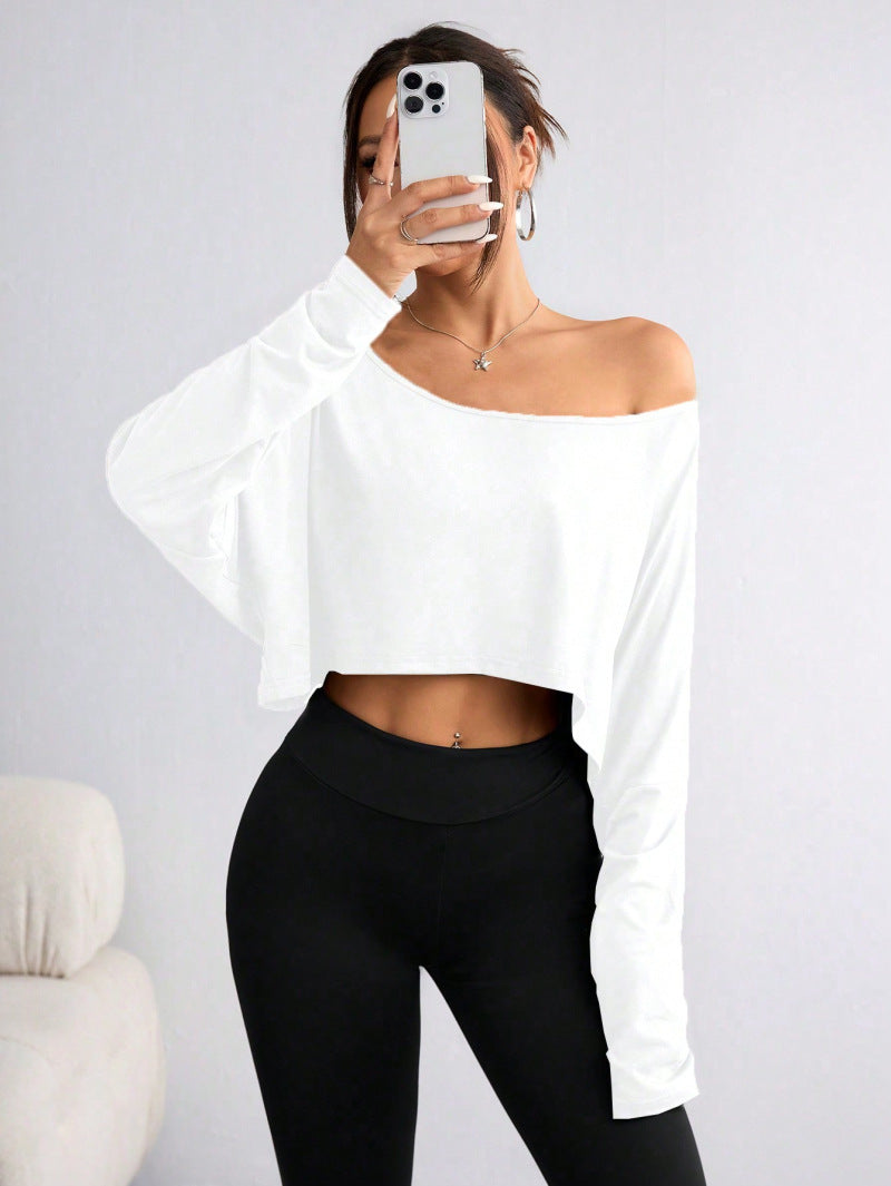 Fashion Off-shoulder Loose Bottoming Top T-shirt Ice Feeling