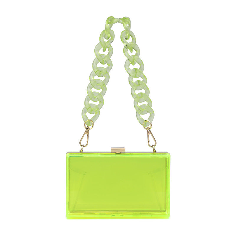 Transparent One-shoulder Messenger Mini Square Bag  Acrylic