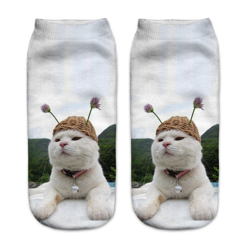 Cute Cat Series 3D Digital Printing Socks Children