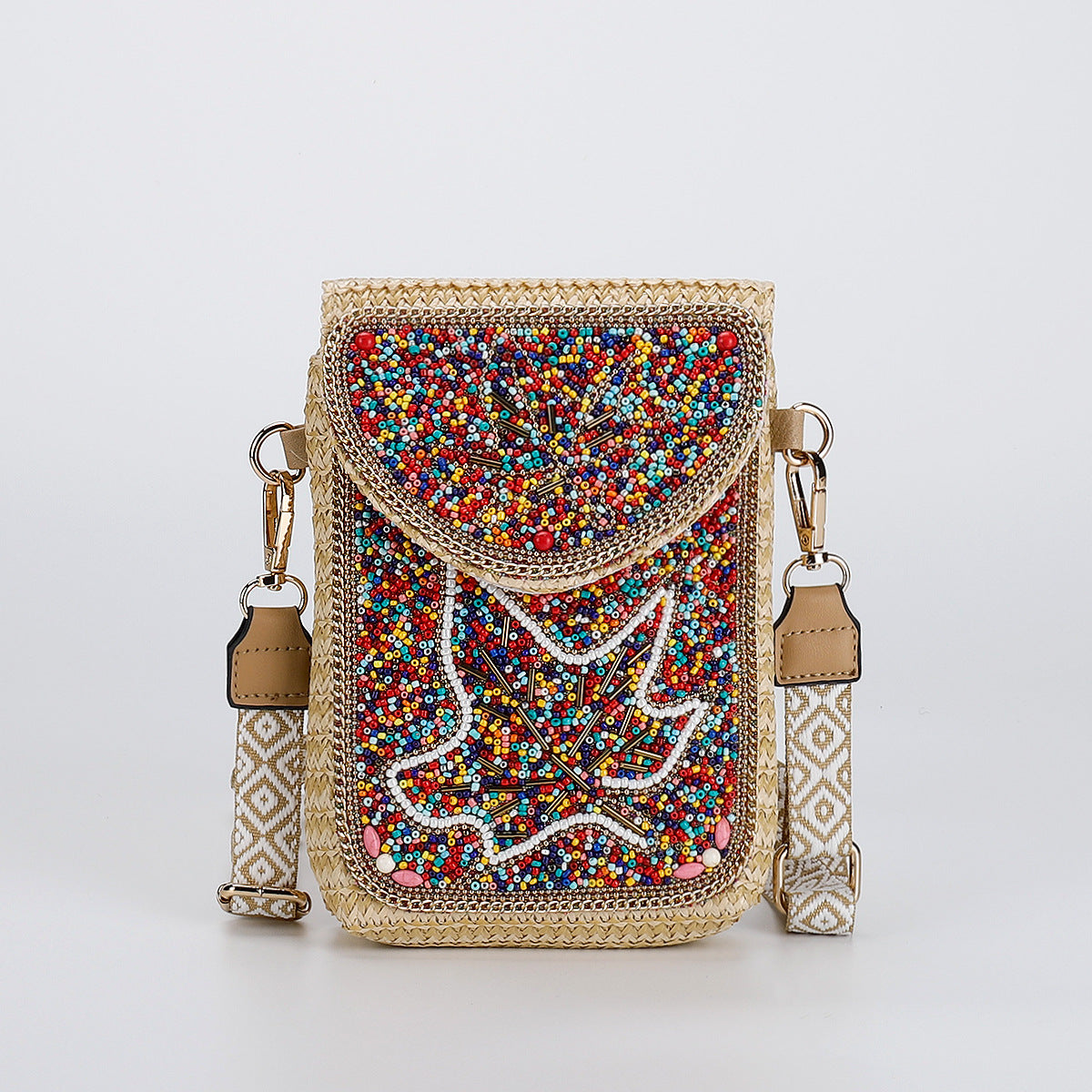 Rice Bead Bag Woven Women's Shoulder
