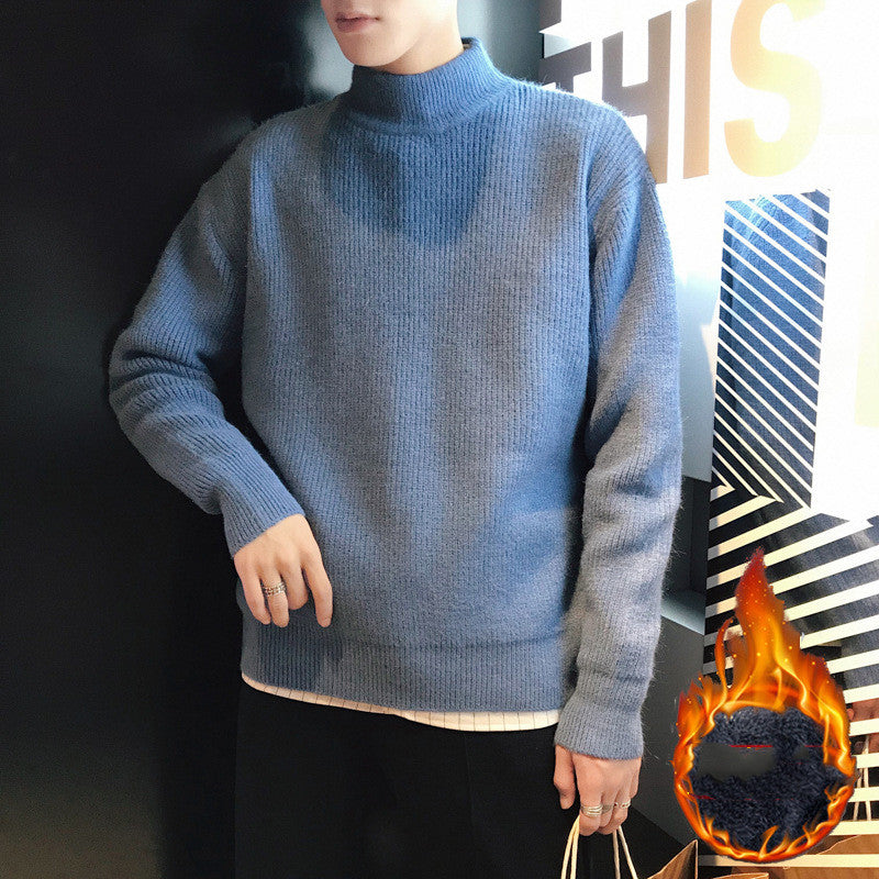 Autumn And Winter Men's Crewneck Sweater Men's Loose Plus Velvet