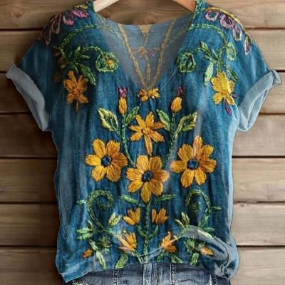 Womens Loose  Casual Top With 3D Digital Print