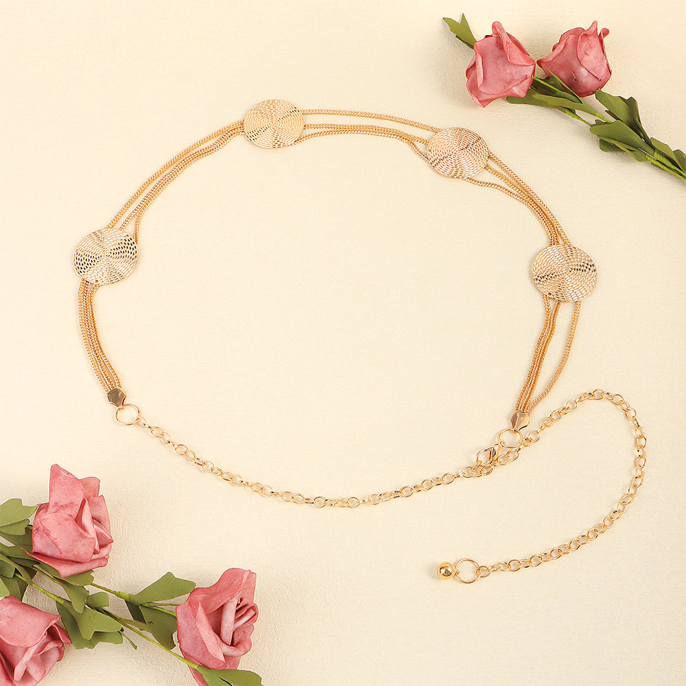 High-grade Multi-layer Metal Chain Waist Chain Women's Accessory Small Fragrance Style With Skirt Metal Cutout Round Piece Decorative Suit