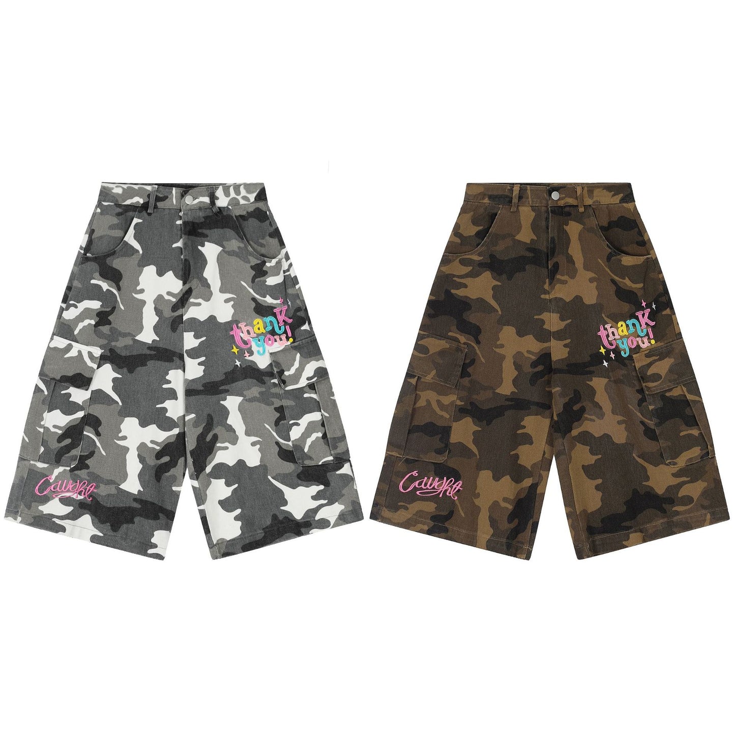 New Retro Simple Loose Camouflage Workwear Shorts