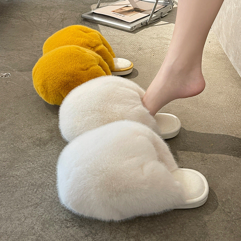 Women's Plush Fluffy Fur Ball Warm Slippers
