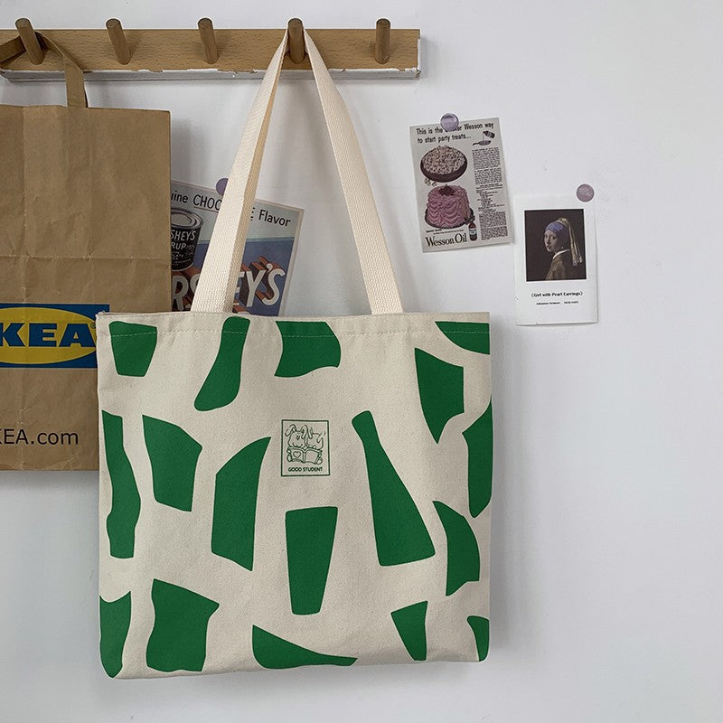 Ins Korean Style With Zip Literary Design Tote Canvas Bag