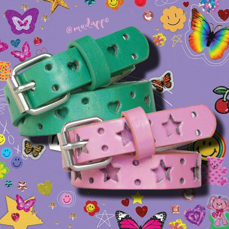 Candy-colored Five-pointed Star Hollowed Heart Shape Belt