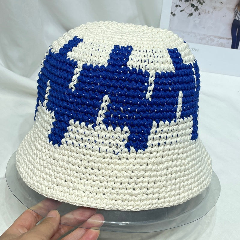 Ins Niche Street Knitted Contrast Color Bucket Hat
