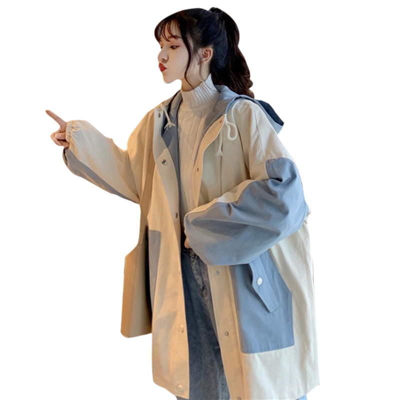 Trench Coat Casual Solto e Fino de Comprimento Médio