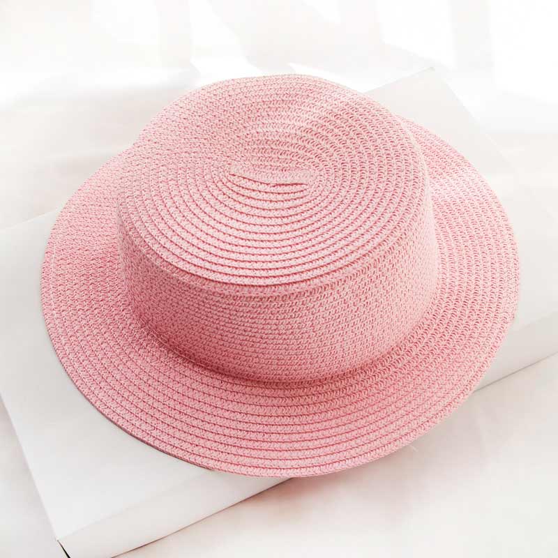 Flat Top Hat Foldable Simple Beach Korean Version Casual Travel Straw
