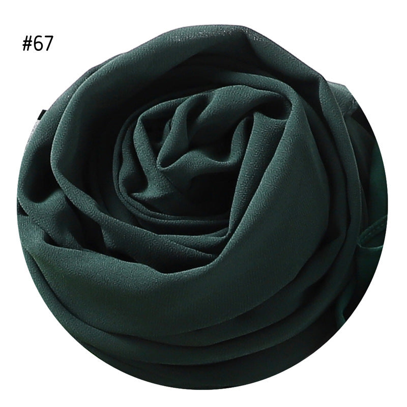 Women's Simple And Versatile Solid Color Pearl Chiffon Scarf