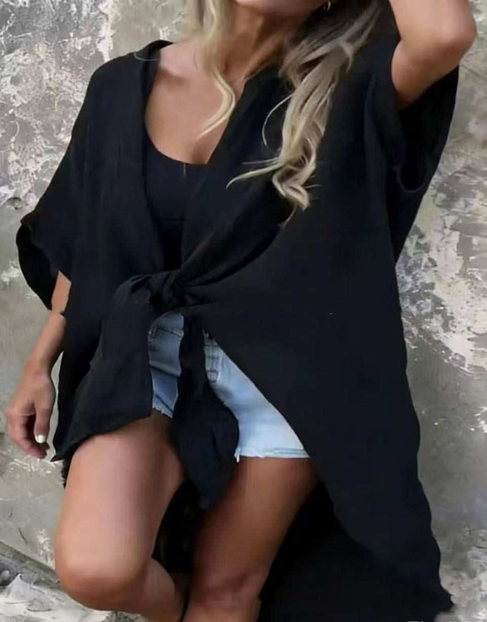 Casual Irregular Mid Length Outerwear Shirt