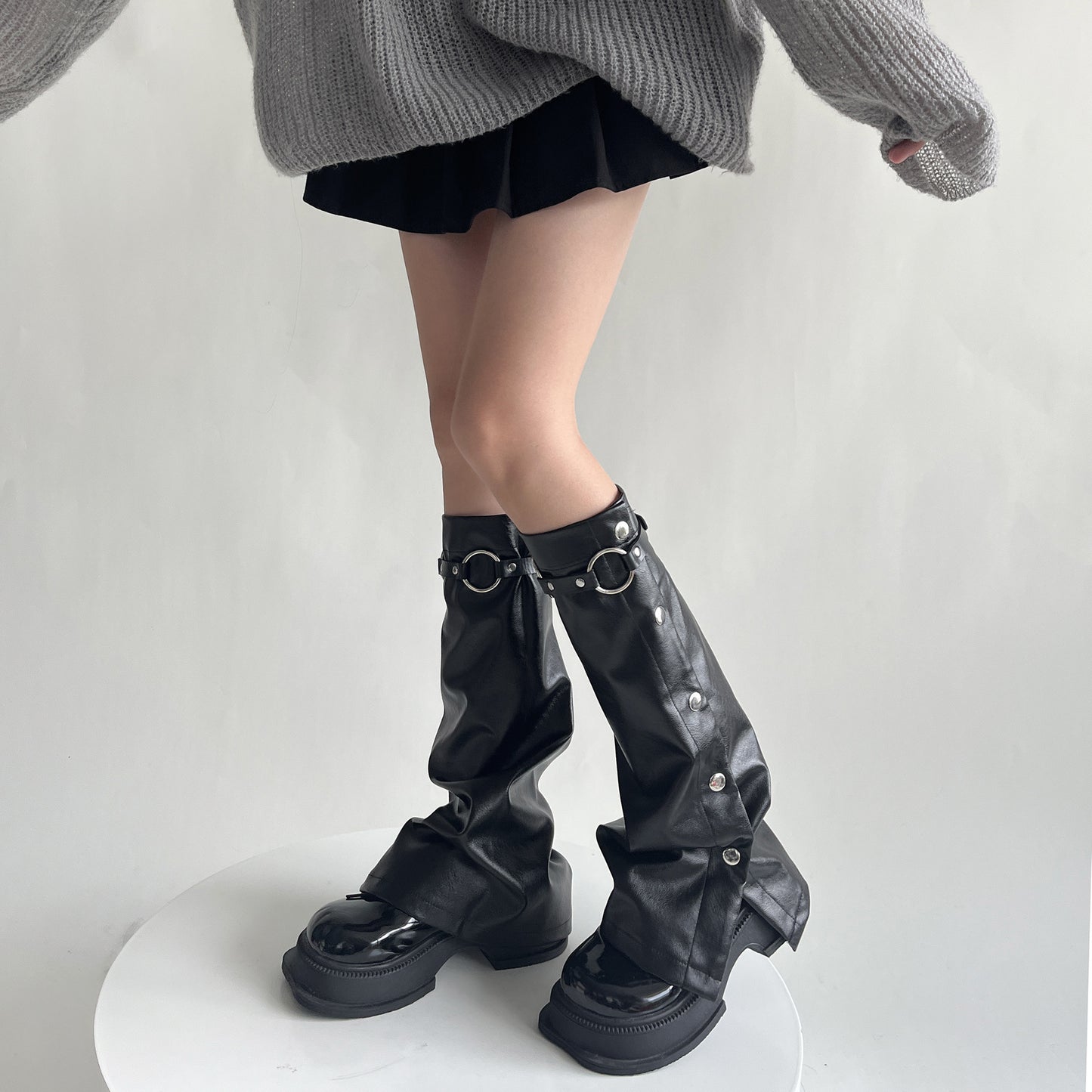 Millennium Sweet Cool Female Autumn And Winter Genuine Leather Leg Warmer