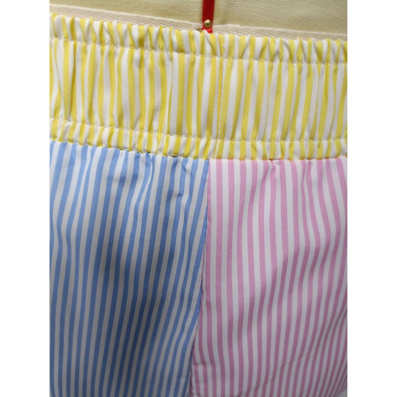 Women's Mixed Color Stripe High Waist Casual Wide Leg Pants