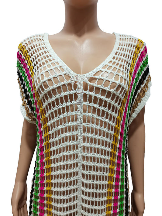 Hand Crochet Knitted Tassel Color Matching Beach Skirt