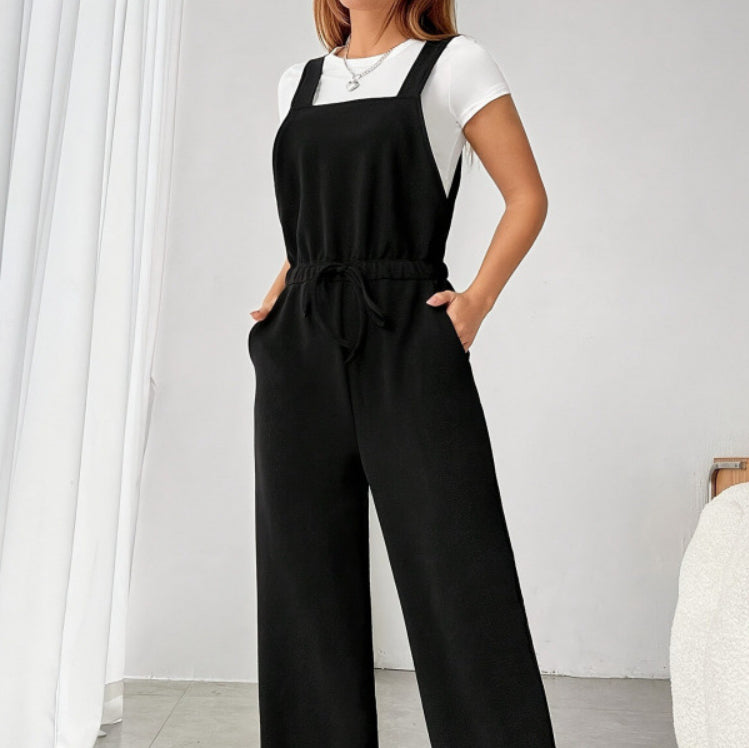 European And American-style Sleeveless Elegant Black Jumpsuit