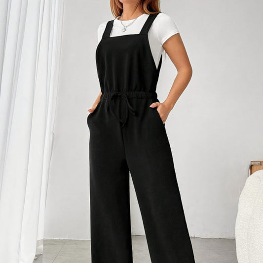 European And American-style Sleeveless Elegant Black Jumpsuit