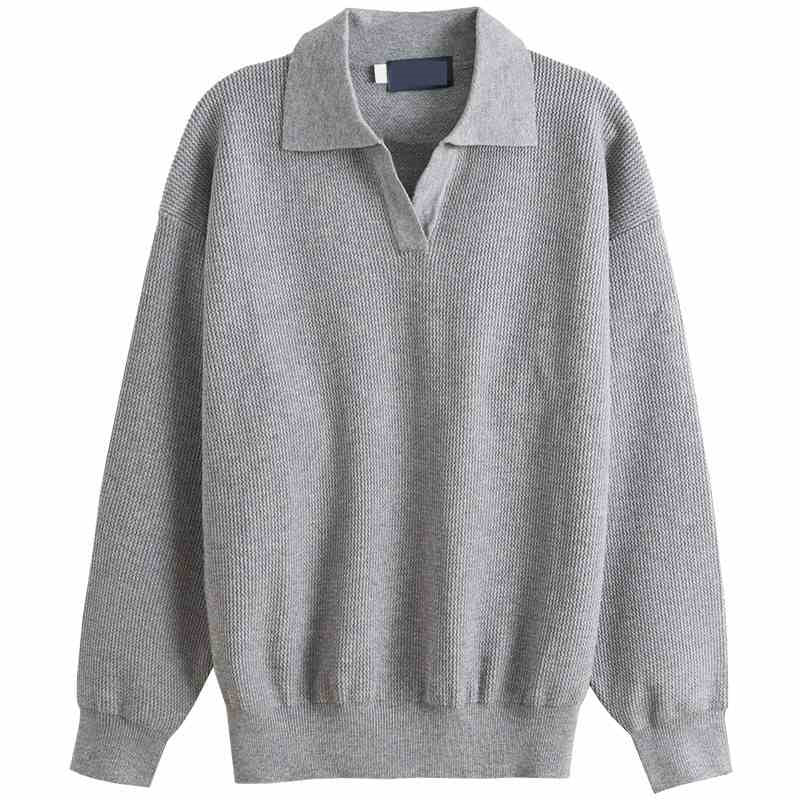 Small V-neck Pullover Vintage Lapel Sweater Men's Loose Advanced Simple Knit