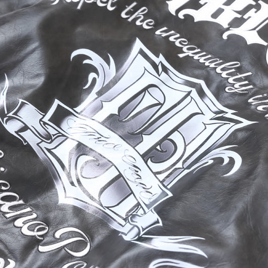 Flower Letter Printing Motorcycle Jacket Men
