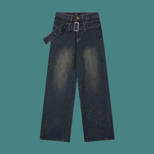 Hot Girl vaskede og slidte jeans med lige ben