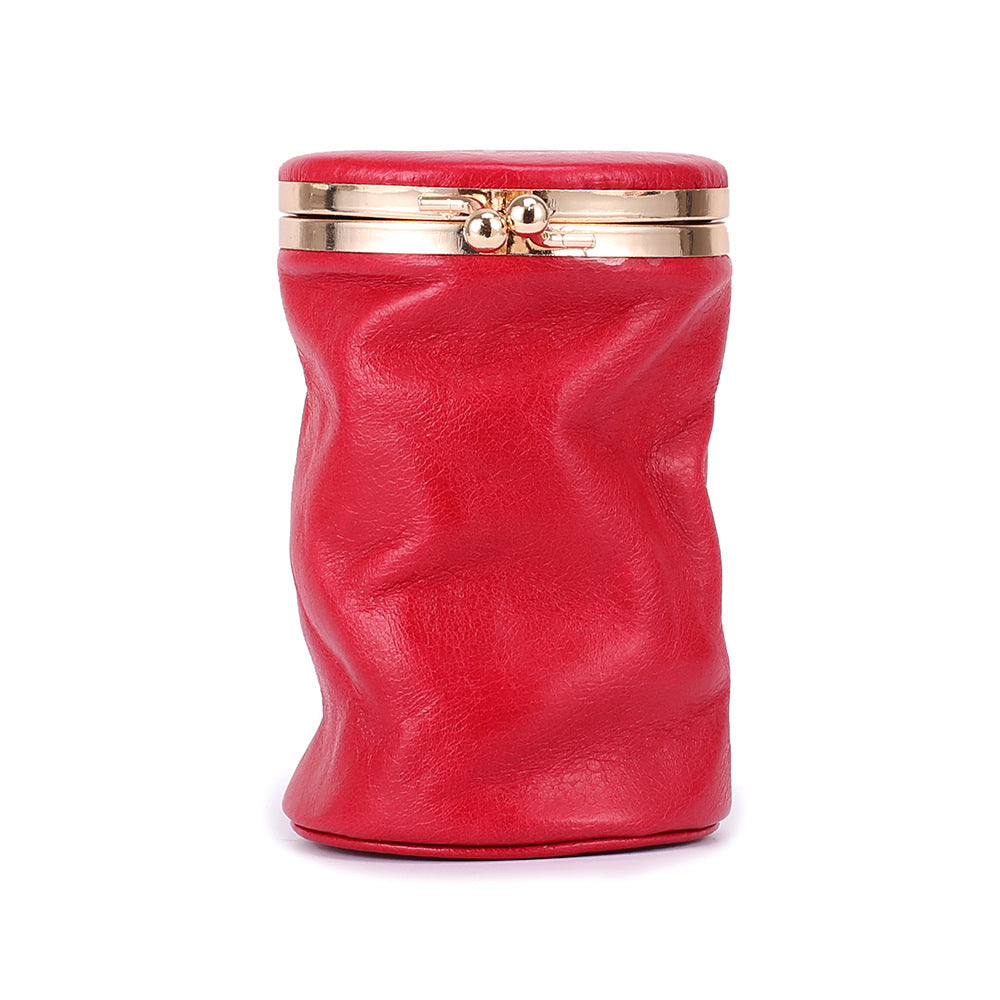 Cosmetic Bag Small Portable Retro Cute Genuine Leather