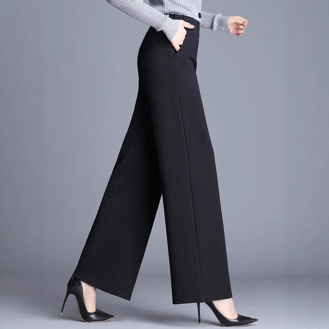 Elastic-waist Versatile Straight-leg Trousers For Commuting